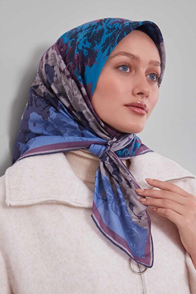 Levidor Blue mixed pattern silk cotton scarf