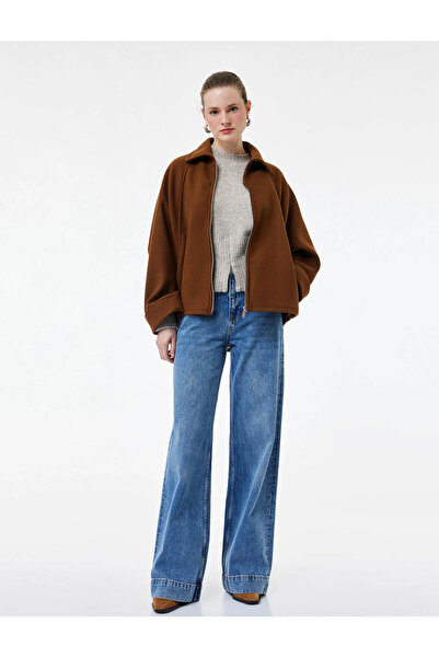 Koton Дънки с копчета, прав крой, памук, широки крачоли