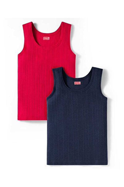 Babyhug Knit Solid Color Thermal Vests (Pack of 2) - Red & Navy Blue