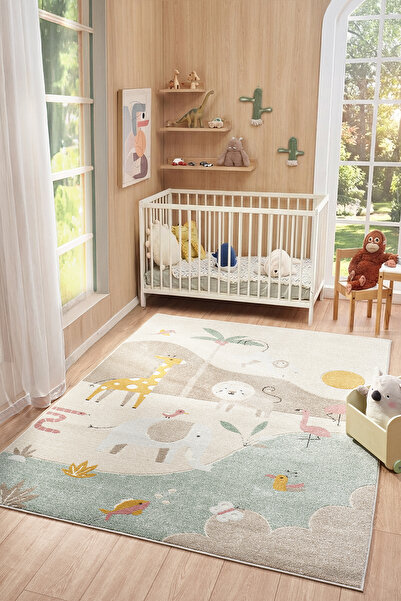 Mia Home&Living Yumuşak Dokuma Halı Hayvanlar Temalı Leke Tutmaz Bebek Odası ...