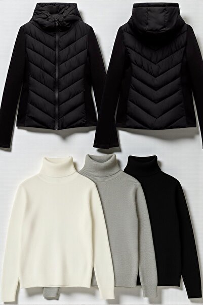 legends butik 4’lü Mevsimlik Set – 3 Adet Boğazlı Kaşkorse Triko ve Softshell...