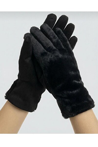 Mixshop Online Kadın Peluş Detaylı Süet Eldiven