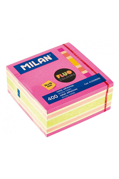 Milan Bloc notes adeziv cub 76x76 fluo