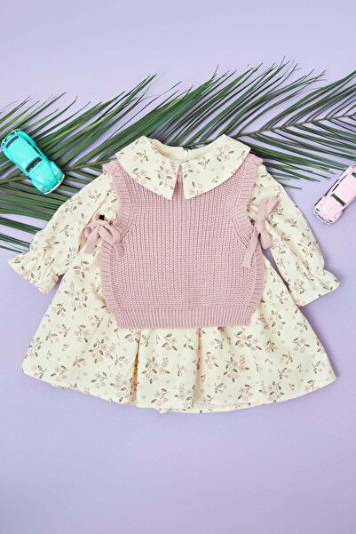Fulla Moda Floral Knitwear Sweater Girl's Dress