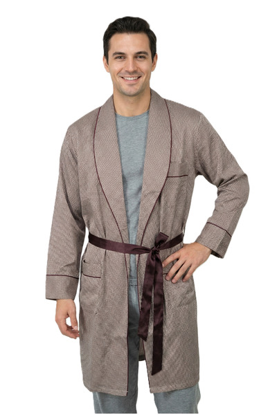 Oppland Halat de casă pentru bărbați din țesătură satinată, model confortabil...