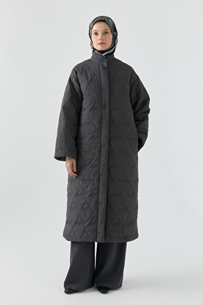 Tuğba Baklava Desenli Kaban - Antrasit