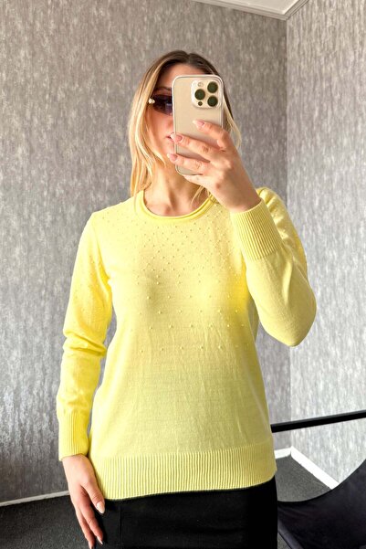 ModaPlaza Women's Top with Pompom Patterned Sweater 4157