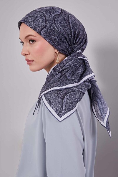 Levidor Gray china pattern silk cotton scarf