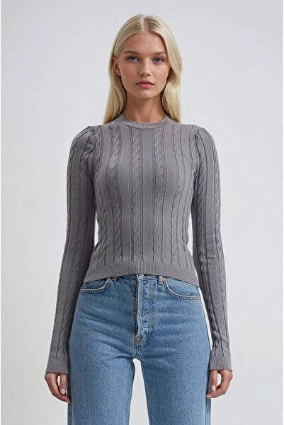 Lijuri Knitted sweater with knit and stripe pattern 1412