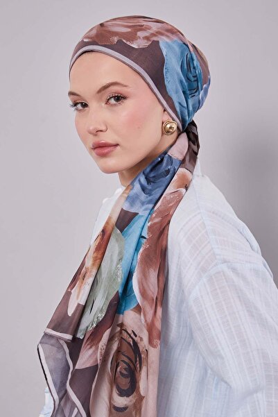 Levidor Mink Flower Pattern Slik Coton Scarf