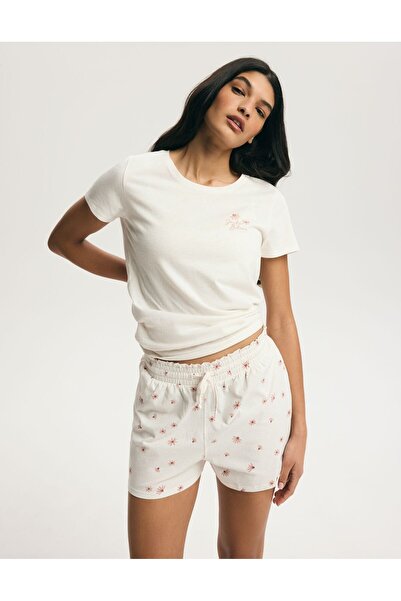 ESOTIQ Women's Classic Pajamas Set T-Shirt & Shorts with Cute Floral Daisy Pa...