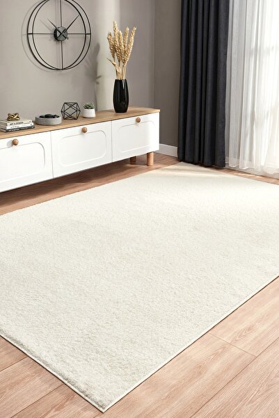 Eliz Home Dokuma Halı Krem Beyaz Yumuşak Halı Yolluk Çocuk Yatak Odası Oturma...