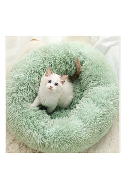 PADO Pet Fluffy Donut Cushion - Green[Size - Xl, Dimension - 70 X 20Cm]