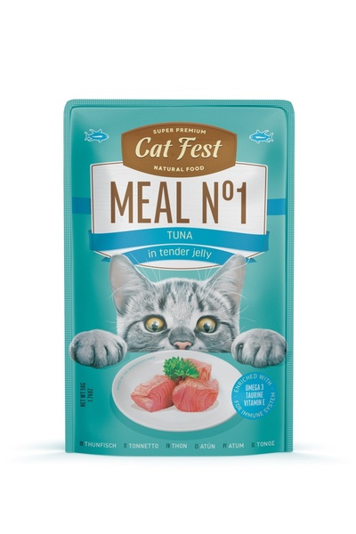 Cat Fest وجبة رقم 1 طعام القطط بنكهة التونة في الجيلي 50 غرام