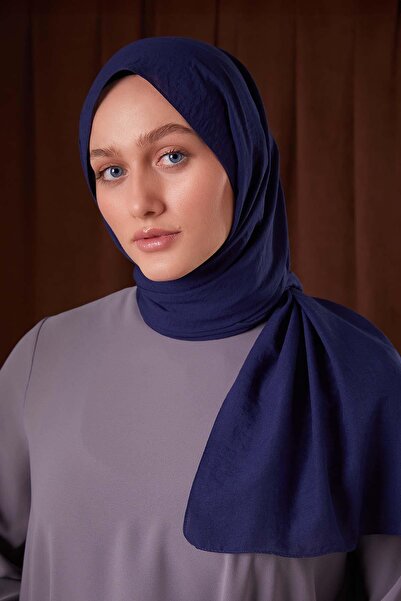 Levidor شال قطني لونا سادة باللون الأزرق الداكن