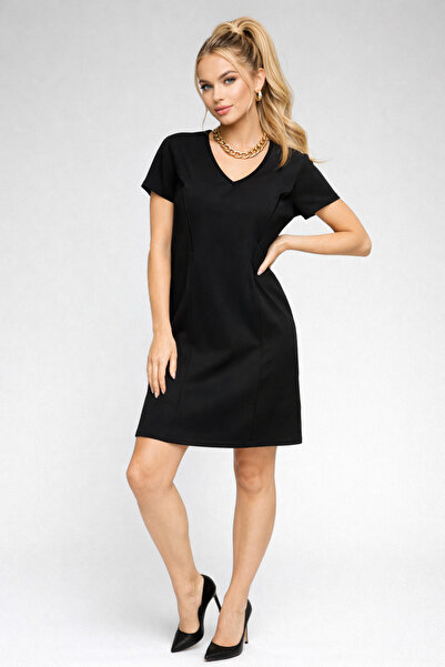 Rich Rochie neagră cu decolteu în V pentru femei