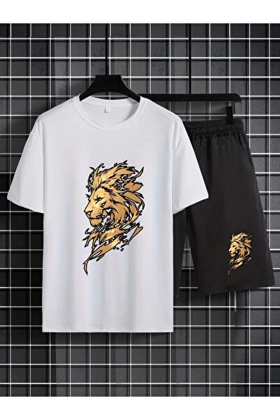 orwen life est. 2022 Sort Thsort Unisex Cotton Loose Fit Lion Printed Suit