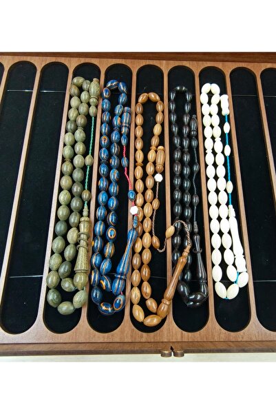 İnan Tesbih مجموعة رائعة مكونة من 5 قطع من خشب الأبنوس والكافور وعظم الجمل وا...