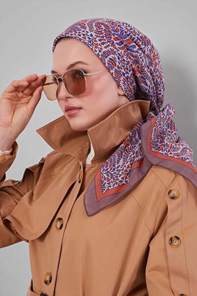 Levidor وشاح من الحرير والقطن بنمط أوراق البرتقال الصغيرة