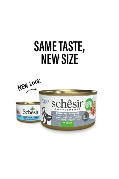 Schesir Complements Cat Wet Food in Jelly Can- Tuna With Squid 70g