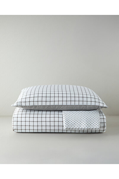 English Home Simple Checks Easy-Iron Single Duvet Cover Set with Sheets 160X2...