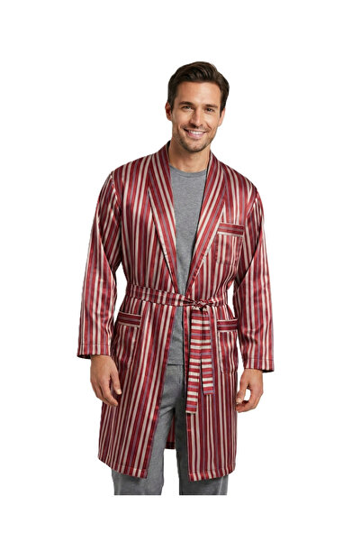 Oppland Halat de casă pentru bărbați din țesătură satinată, model confortabil...