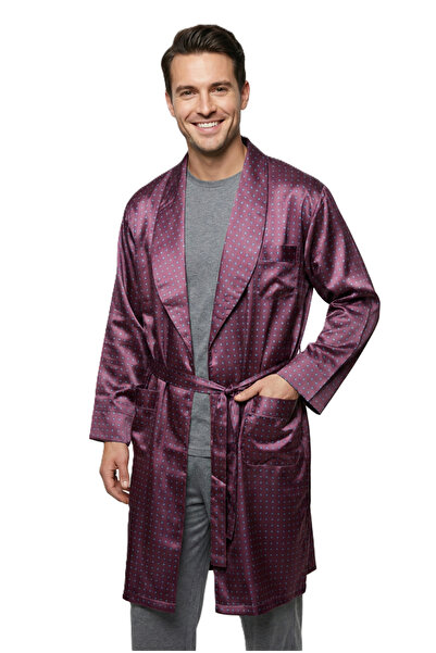 Oppland Men's Robe Satin Fabric Home Wear Model with Pockets Comfortable Full...