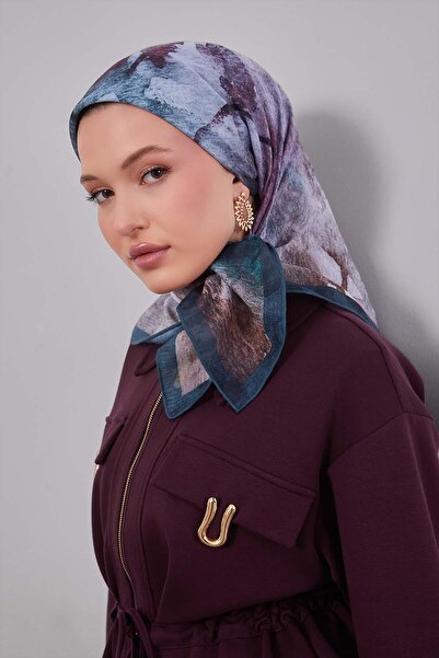 Levidor Green Abstract Pattern Silk Coton Scarf