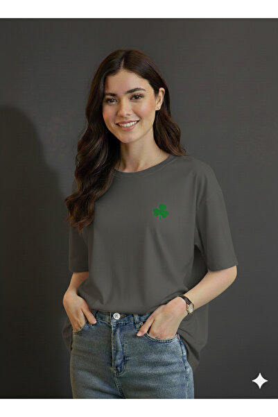 JENOLAN Tricou oversize cu imprimeu trifoi pentru femei, lejer