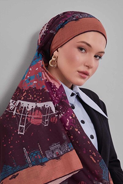 Levidor وشاح من القطن الحريري بنمط المناظر الطبيعية