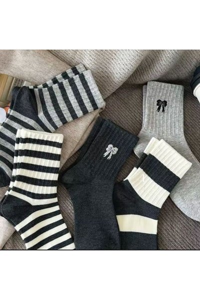 Çorap Kurdu Pachet economic de 5 șosete de tenis pentru femei, cu detalii cu fundiță