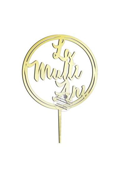 Decoratiuni Dulci Cake topper rotund cu textul La multi ani! - Auriu oglinda