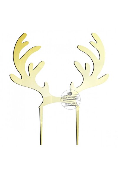 Decoratiuni Dulci Topper coarne de ren, plexiglas - Auriu oglinda