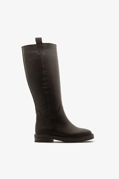 SAYL Brown Genuine Leather Below the Knee Zipperless Pull-On Women's Boots