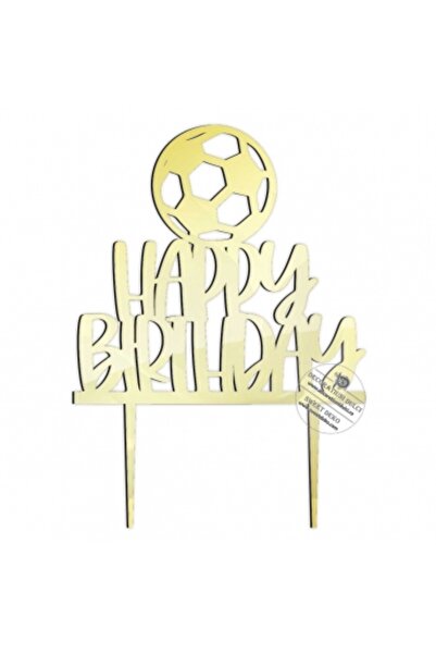 Decoratiuni Dulci Cake topper Happy birthday soccer ball - Mirror gold