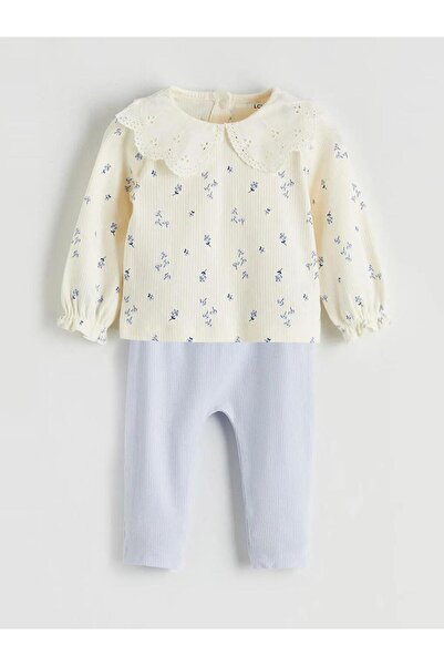 LC Waikiki إكرو مطبوع بلوزة وبنطلون ضيق للبنات الصغيرات (S6)