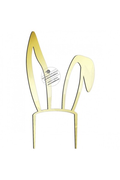 Decoratiuni Dulci Topper urechi de iepuras, plexiglas - Auriu oglinda