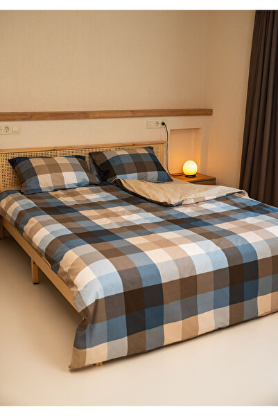 Monolisse Lazy 100% Cotton Double Duvet Cover Set 200X220 cm Coffee Indigo