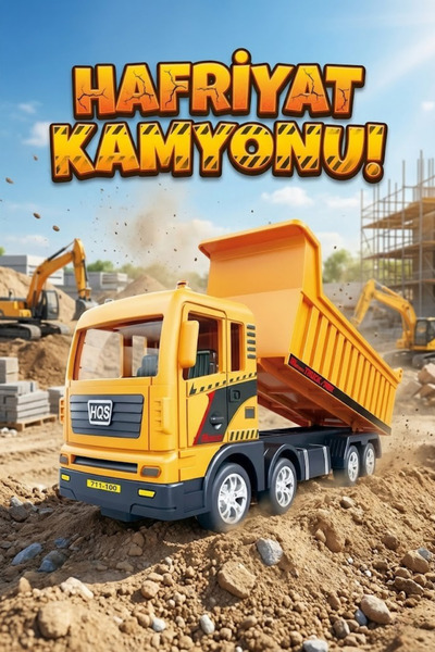 craftivio Oyuncak Sarı Hafriyat Kamyonu 17 cm - Damperli İnşaat Aracı - Çocuk...