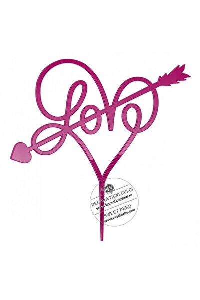 Decoratiuni Dulci Топпер с любовно сърце, плексиглас - пурпурен