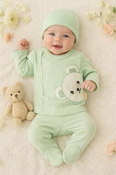 HANNA Nana 3-piece baby set – blouse, pants and hat made of 100% cotton teddy...