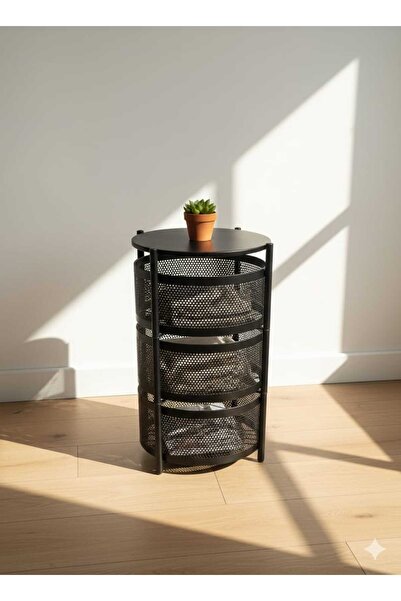 OEM ​Multifunctional Side Table with 3 Swivel Baskets