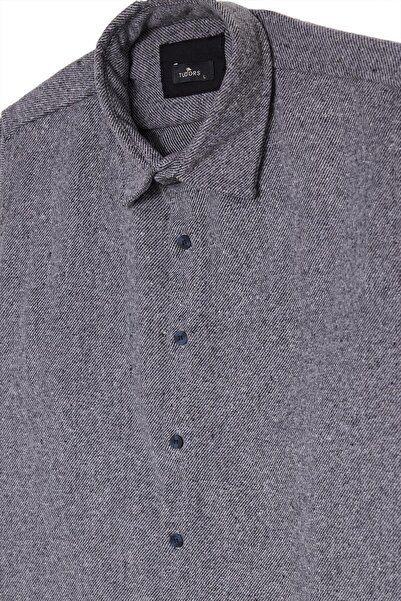 Tudors Men's slim fit long sleeve plain winter lumberjack shirt