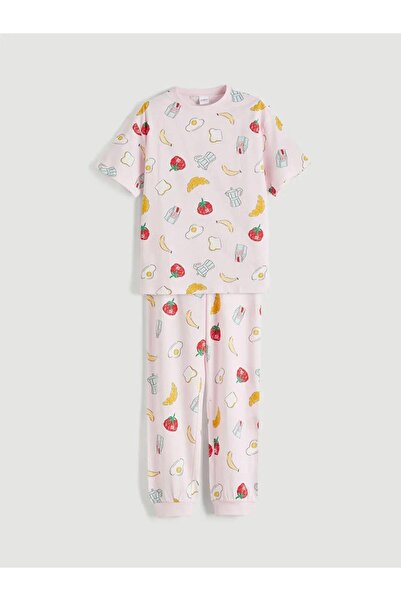 LC Waikiki Set de pijamale pentru fete cu model roz (S6)