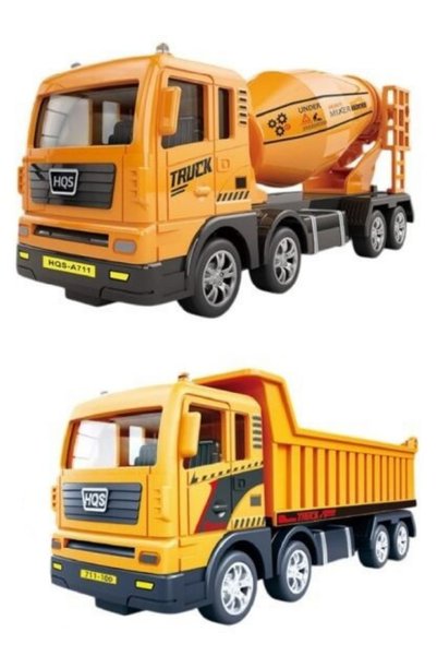 craftivio Yellow Friction Toy Concrete Mixer Construction Truck 17 cm - Educational Large Size Boy's Gift