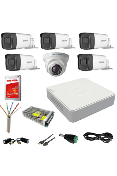 Hikvision Sistem de supraveghere cu 6 camere Turbo HD 2MP