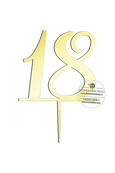 Decoratiuni Dulci Topper tort majorat, 18 ondulat - Auriu oglinda