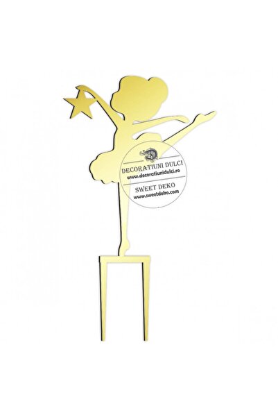 Decoratiuni Dulci Baby ballerina topper, plexiglass - Mirror gold