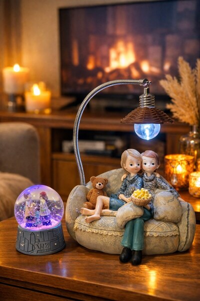 Lexi Bella Sevgiliye 2'li Biblo Seti Romantik Çift Temalı Masa Lambası ve Işı...