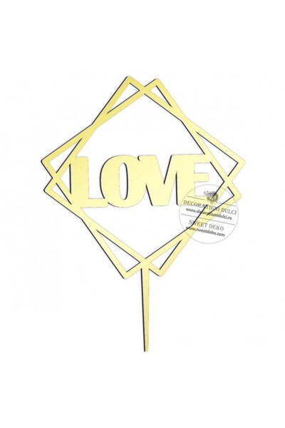 Decoratiuni Dulci Геометричен топпер с любов, плексиглас - Огледално златист